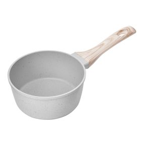 1.5 QT Saucepan, Nonstick Saucepan with Tempered Glass Lid, Multipurpose Cooking Sauce Pot with Detachable Handle (Color: White, Capacity: 1.5 qt)